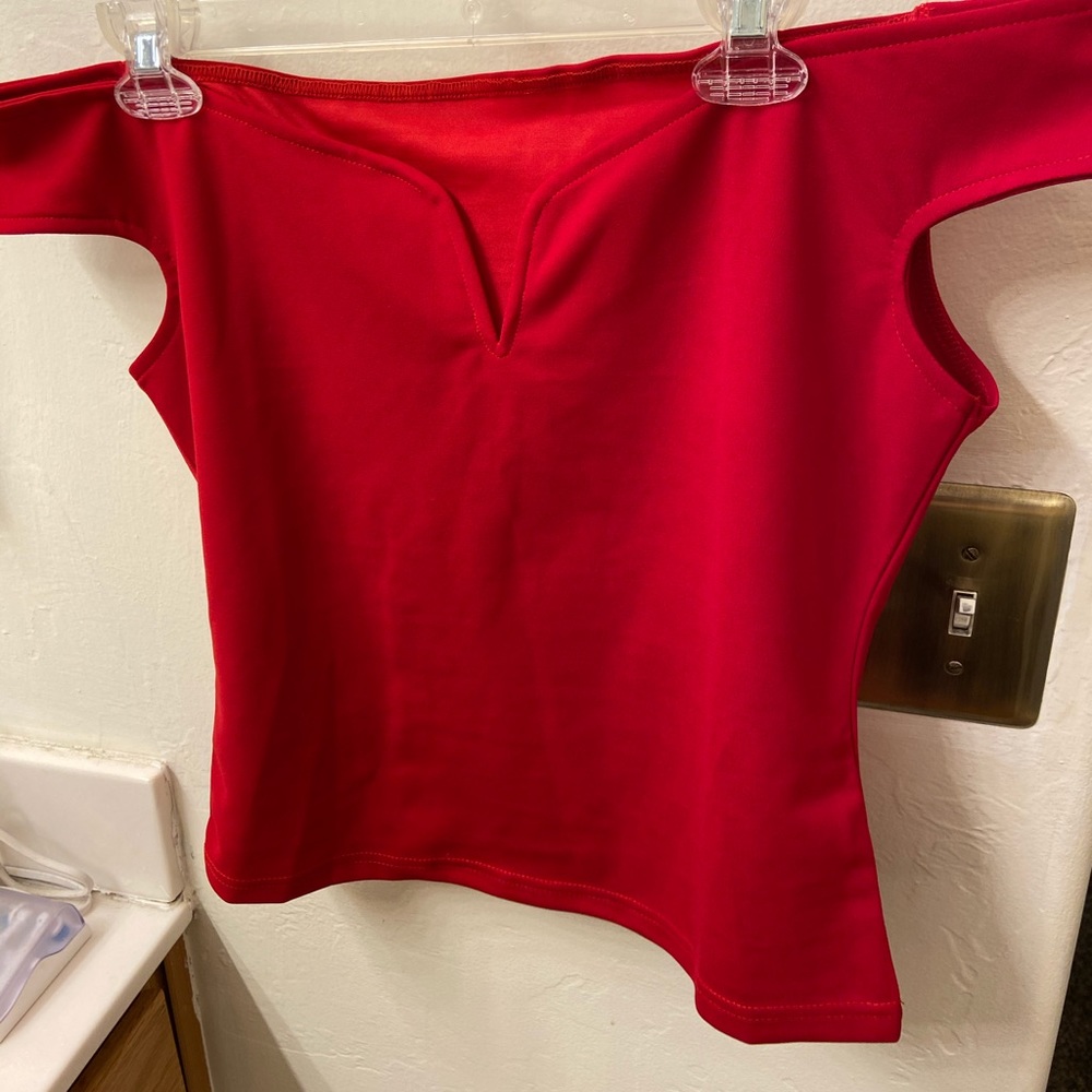 Off the shoulder red crop top